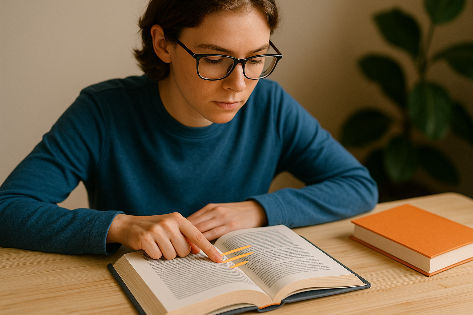 Person practicing speed reading techniques